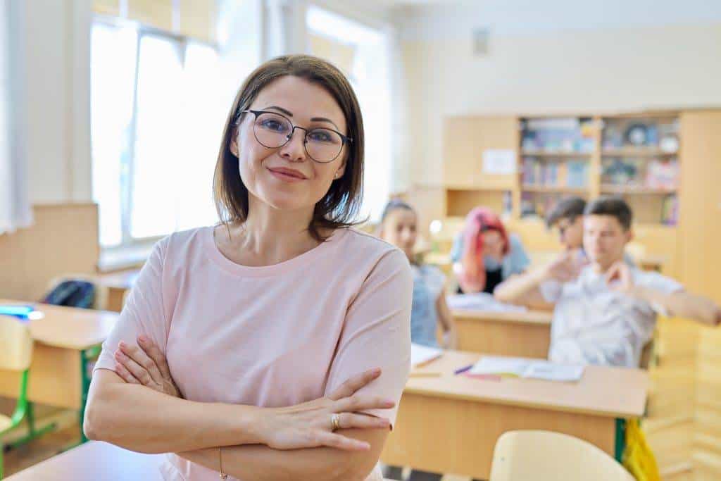 portrait of middle aged woman teacher in classroom 2022 01 20 19 56 13 utc